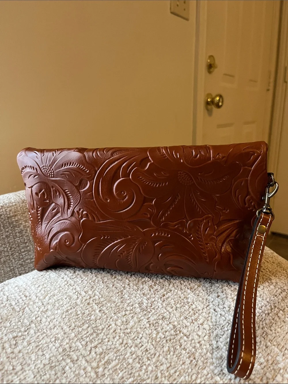 Patricia Nash VALERIE Fold-over Wristlet/Clutch Leather-Tooled Florence